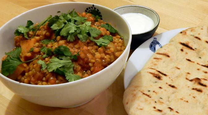 Recept curry linzen zoete aardappel